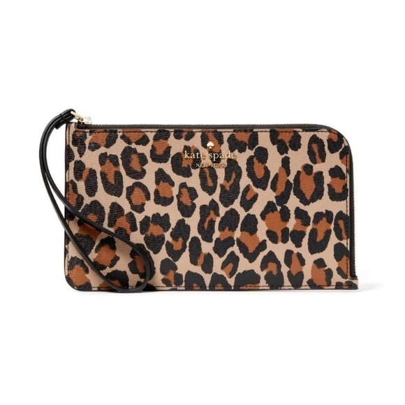 🔹️Kate Spade🔹️ Lucy Leopard small Zip Wristlet - cream Multi ✨️ - Picture 5 of 6